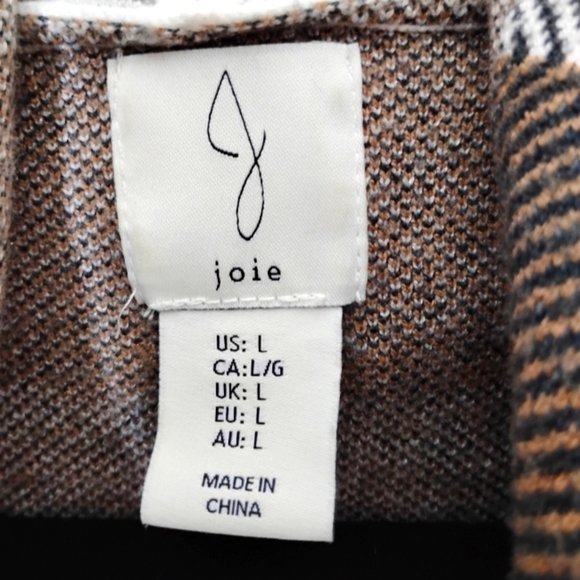 Joie Plaid Knit Hooded Jacket Women’s Large Belted Waist Preppy Travel Layering - Picture 4 of 7